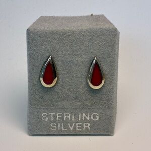 Sterling Silver Teardrop Stud Earrings - 925 Marked